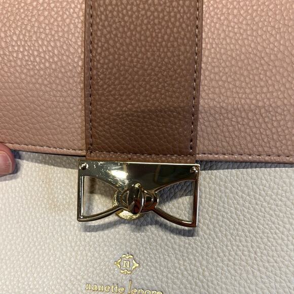 Nanette Lepore Crossbody Bag in Brown and Cream with Modern Design - Picture 11 of 16